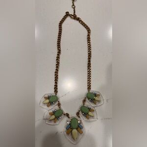J. Crew Chic Green and Gold Statement Necklace